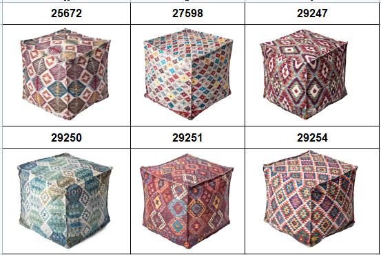 Cube Ottoman Pouf-Polyester Chenille Digital Printed Pouf