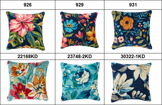 Decorative Outdoor Polypropylene Hooked Floral Pillow for Patio Porch Balcony