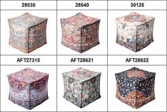 Square Ottoman Pouf Cover - Polyester Chenille Persian Digital Printed Decorative Soft Foot Rest with Removable Cover Living Room and Bedroom