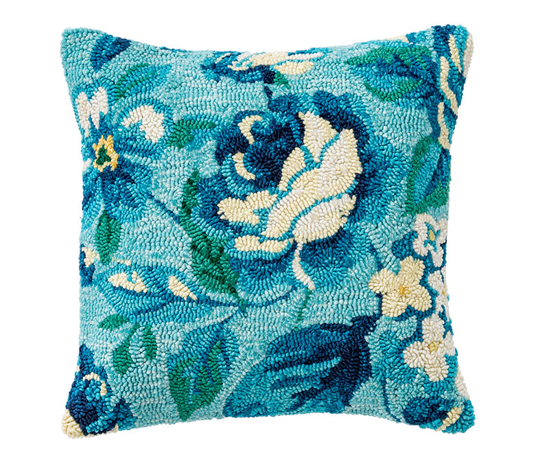 Decorative Outdoor Polypropylene Hooked Floral Pillow for Patio Porch Balcony