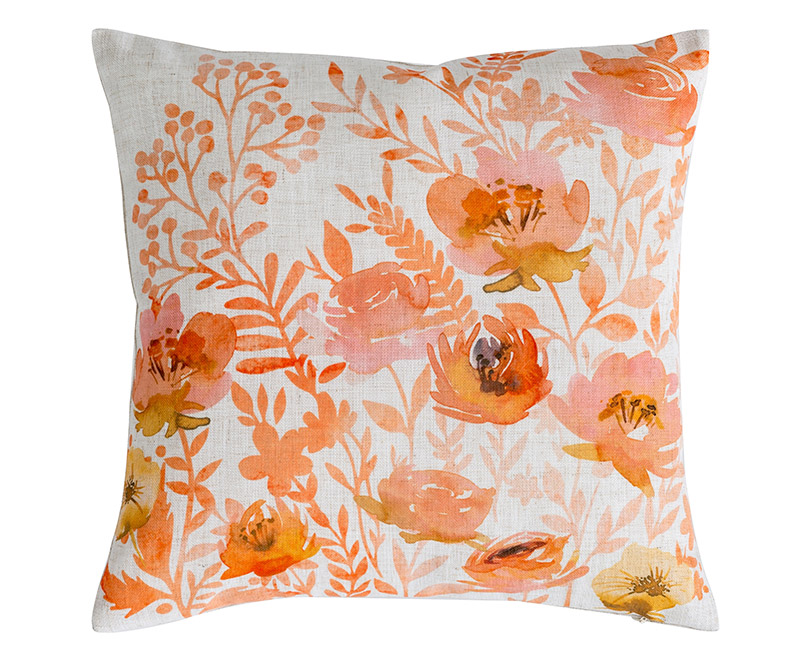 Summer Watercolor Ramie Printed Pillow